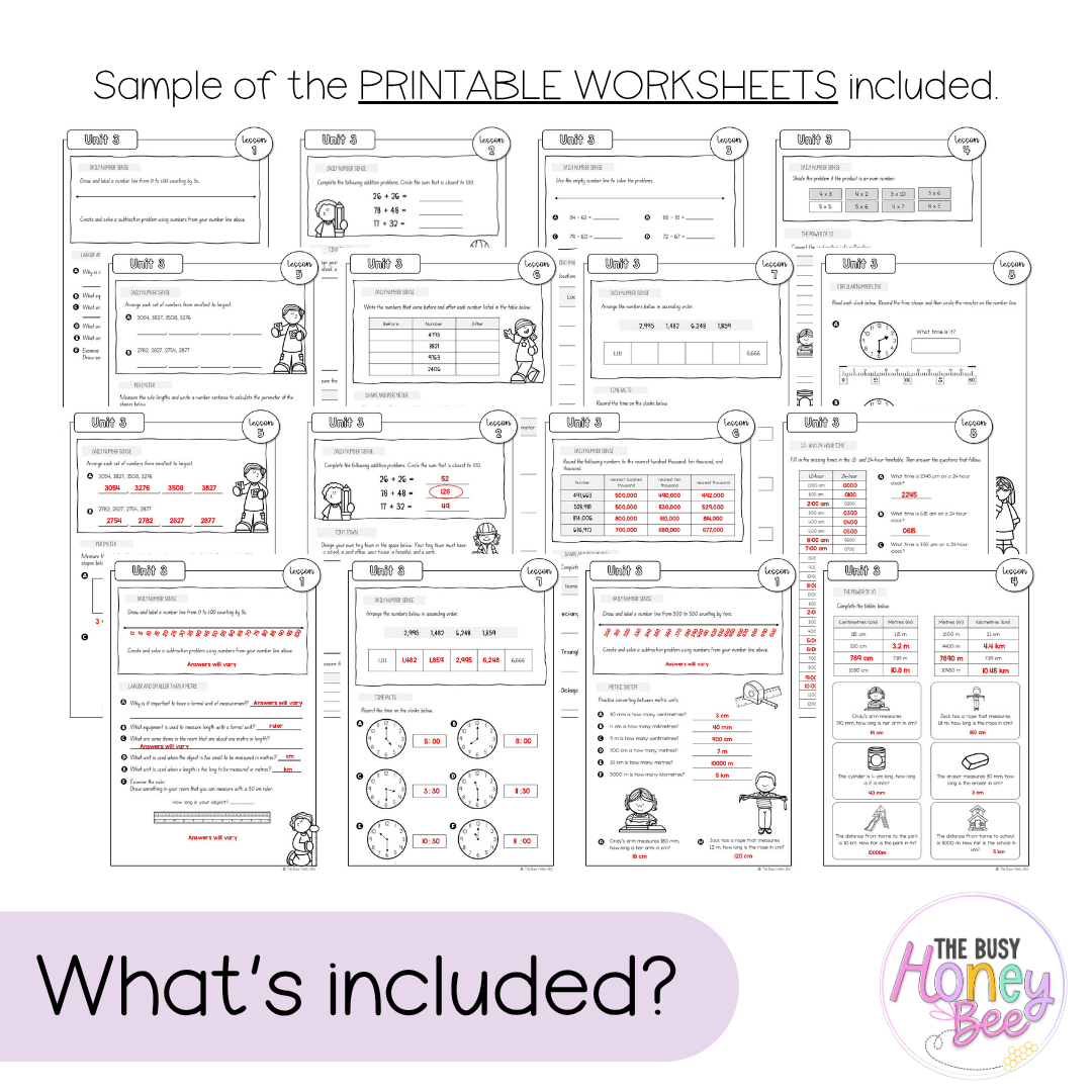 Multi Age 3-6 Year A NSW Maths Worksheets Unit 3 - Workbook | Worksheets