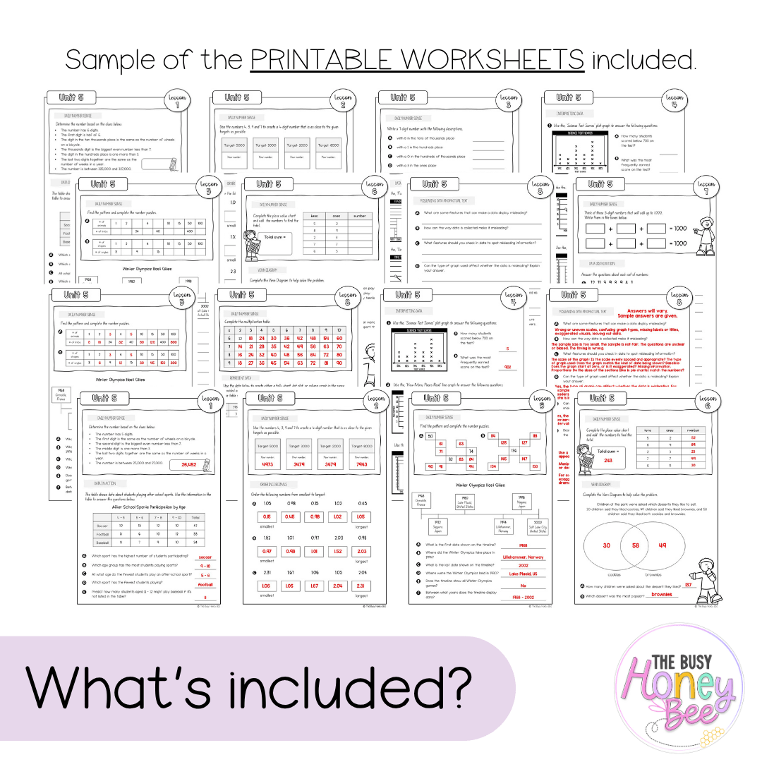 Multi Age 3-6 Year A NSW Maths Worksheets Unit 5 - Workbook | Worksheets