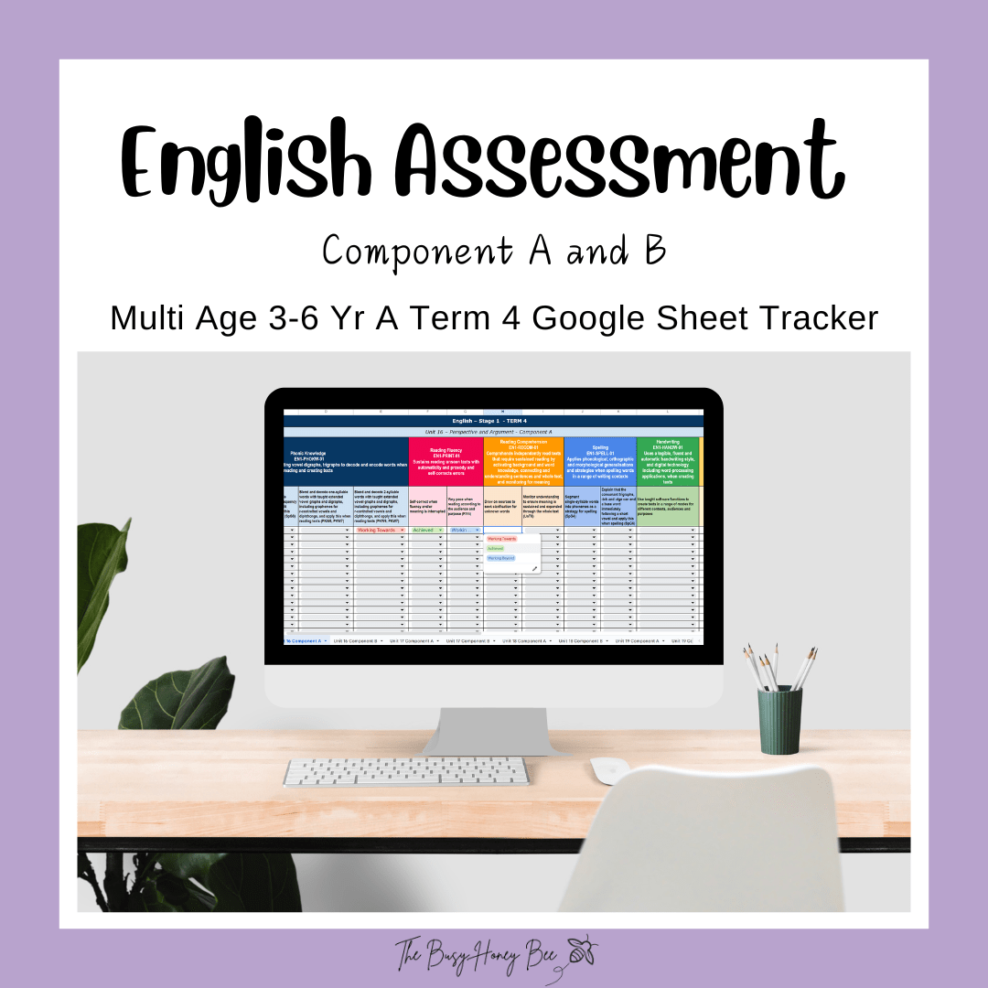 Multi Age 3-6 Year A NSW Term 4 English Assessment Overview Google Sheet - Assessment