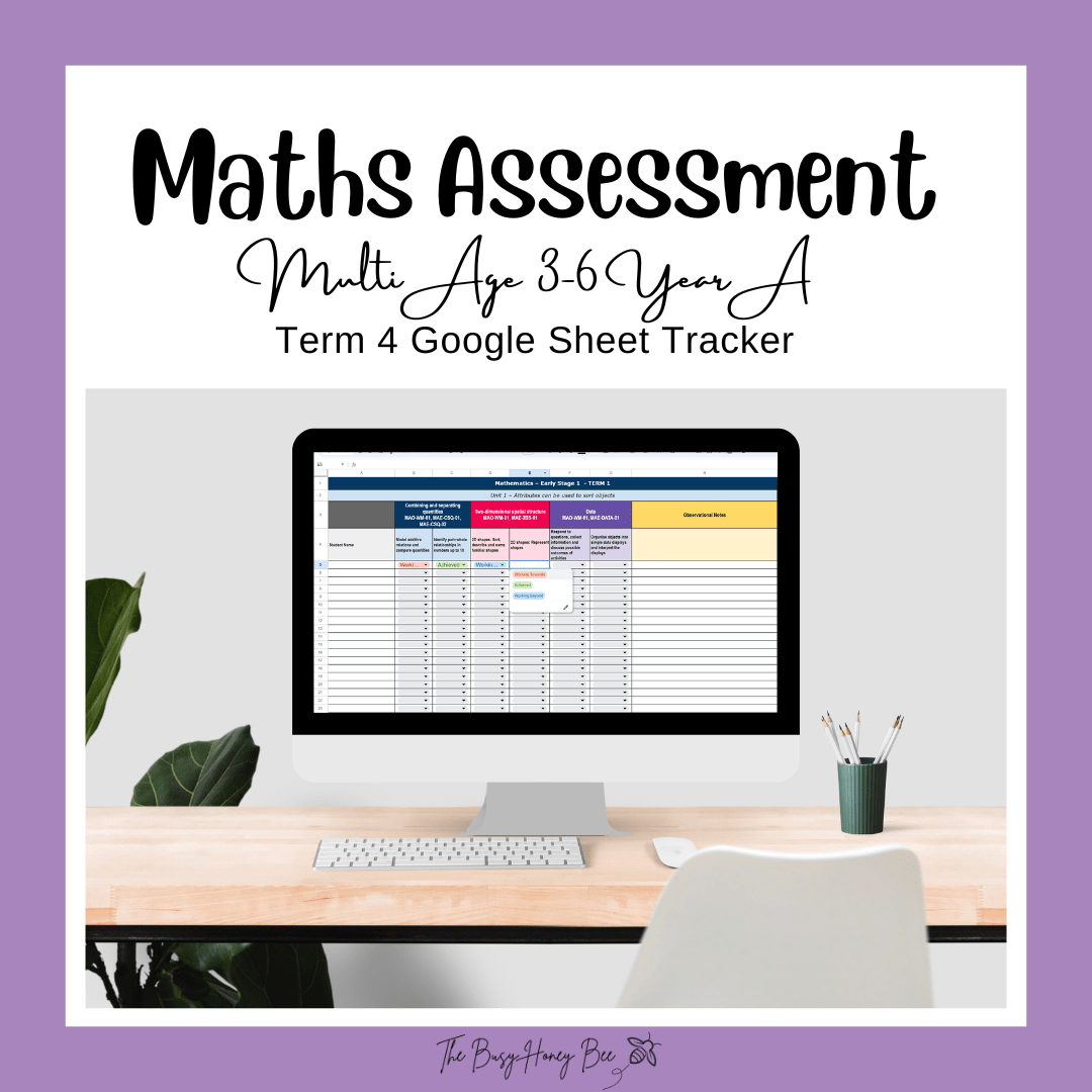 Multi Age 3-6 Year A NSW Term 4 Maths Assessment Overview Google Sheet - Assessment