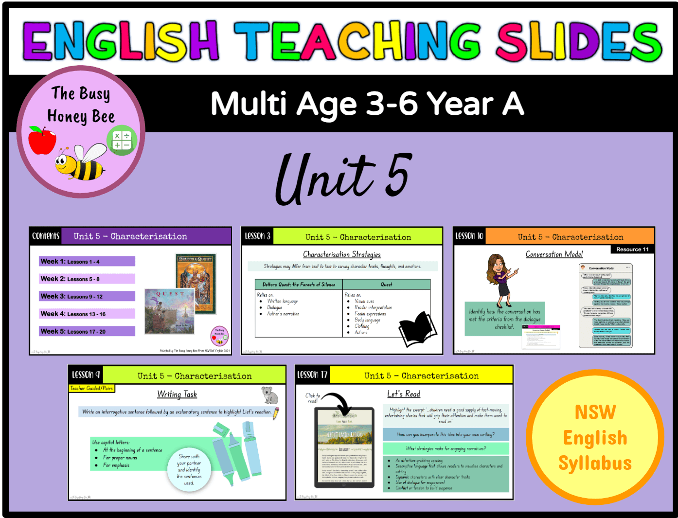 Multi Age 3-6 Year A Term 3 English Teaching Slides Mega Bundle - Google slides