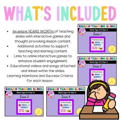 Multi Age 3-6 Year A Ultimate English Teaching Slides Mega Bundle - Teaching Slides