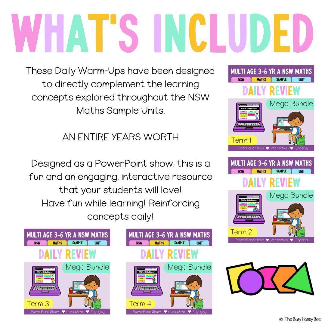 Multi Age 3-6 Year A Ultimate Math Australian | NSW Math Daily Review | Warm-Up Mega Bundle -