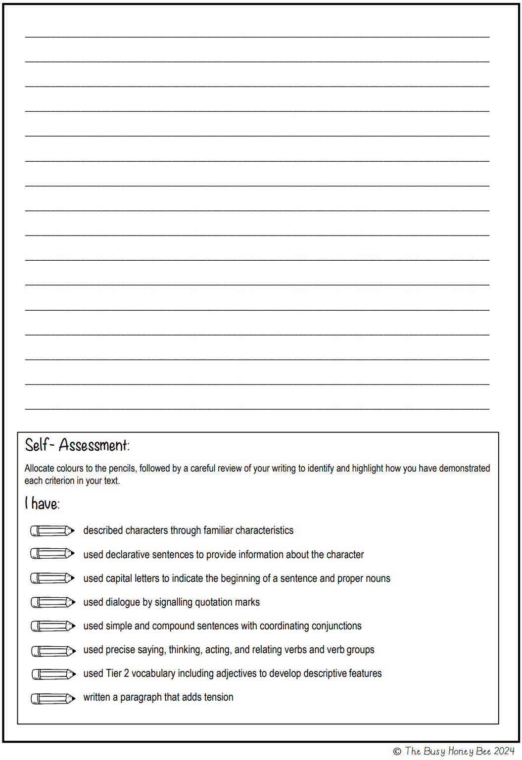 Multi Age 3-6 Year A Unit 1 Narrative Writing Pre-Assessment - Assessment