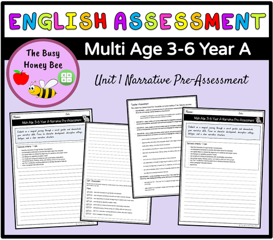 Multi Age 3-6 Year A Unit 1 Narrative Writing Pre-Assessment - Assessment