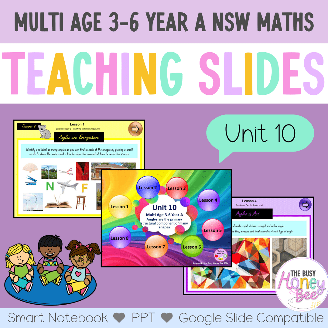 Multi Age 3-6 Year A Unit 10 NSW Maths Teaching Slides - Zip Folder: Smart Notebook, PowerPoint, Google Slide Compatible