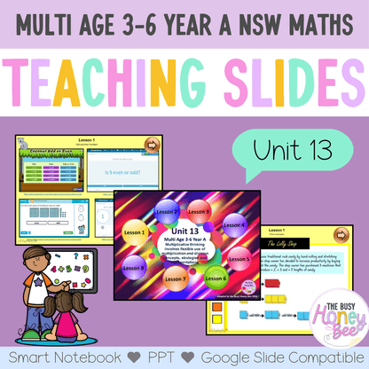 Multi Age 3-6 Year A Unit 13 NSW Maths Teaching Slides - Zip Folder: Smart Notebook, PowerPoint, Google Slide Compatible