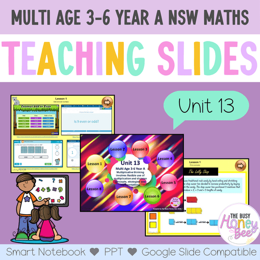 Multi Age 3-6 Year A Unit 13 NSW Maths Teaching Slides - Zip Folder: Smart Notebook, PowerPoint, Google Slide Compatible