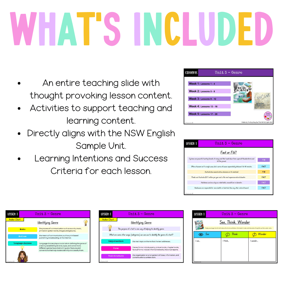 Multi Age 3-6 Year A Unit 3 NSW Genre English Teaching Slides - Teaching Slides