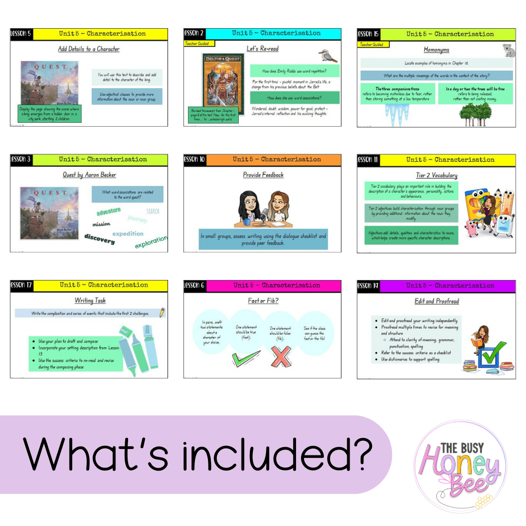 Multi Age 3-6 Year A Unit 5 NSW Characterization English Teaching Slides - Teaching Slides