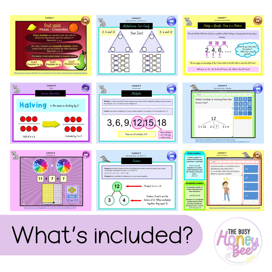 Multi Age 3-6 Year A Unit 7 NSW Maths Teaching Slides - Zip Folder: Smart Notebook, PowerPoint, Google Slide Compatible