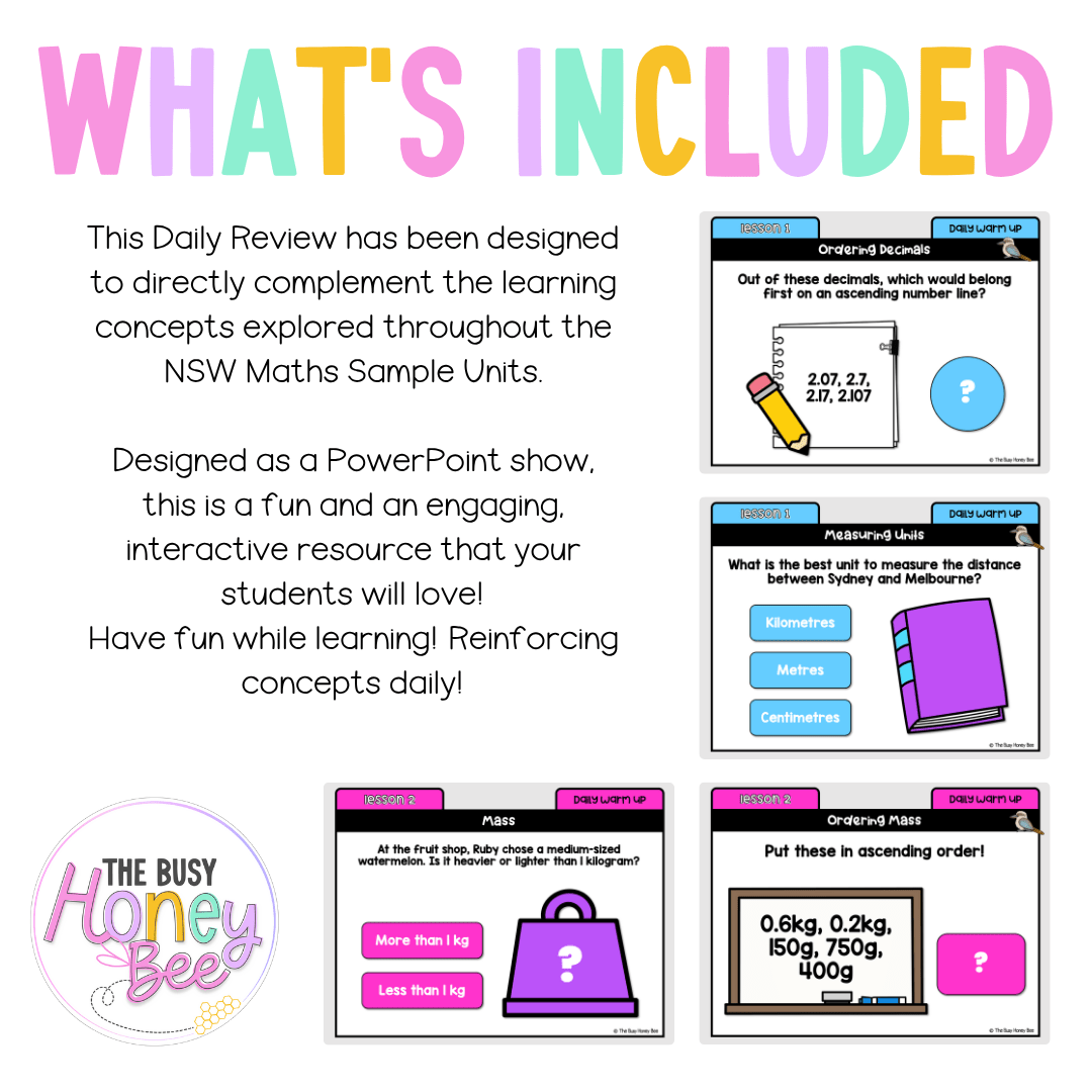 Multi Age 3-6 Year B Australian | NSW Math Daily Review | Warm-Up Unit 14 - Warm Up | Revision