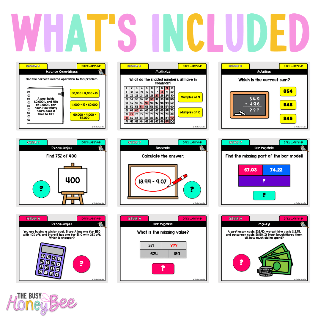 Multi Age 3-6 Year B Australian | NSW Math Daily Review | Warm-Up Unit 15 - Warm Up | Revision
