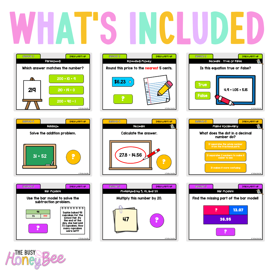 Multi Age 3-6 Year B Australian | NSW Math Daily Review | Warm-Up Unit 15 - Warm Up | Revision