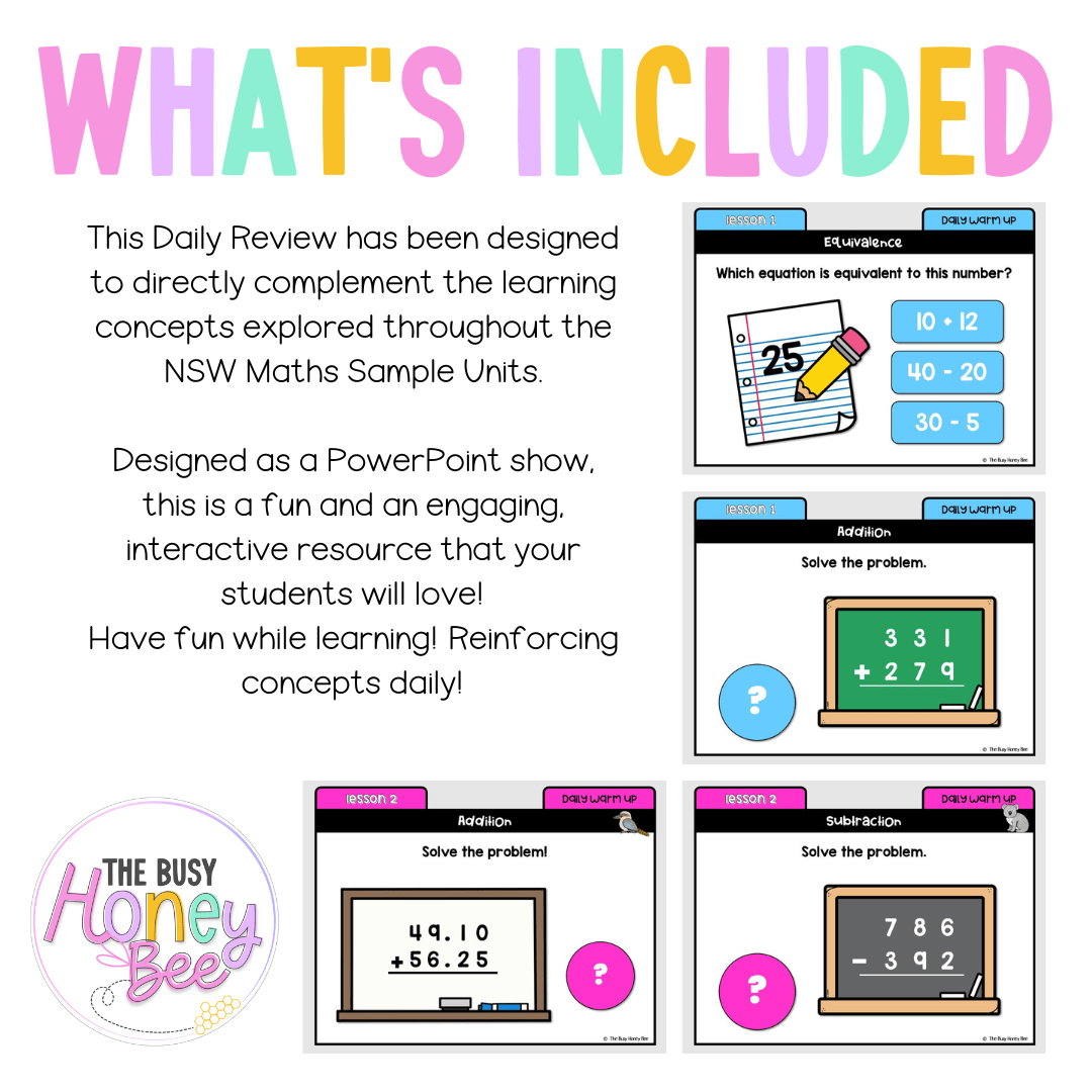 Multi Age 3-6 Year B Australian | NSW Math Daily Review | Warm-Up Unit 2 - Warm Up | Revision