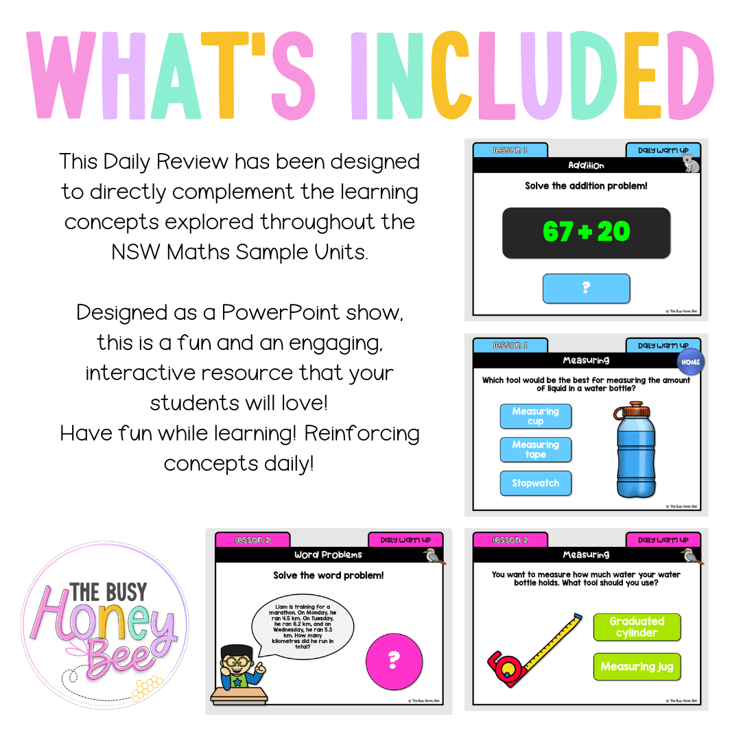 Multi Age 3-6 Year B Australian | NSW Math Daily Review | Warm-Up Unit 3 - Warm Up | Revision