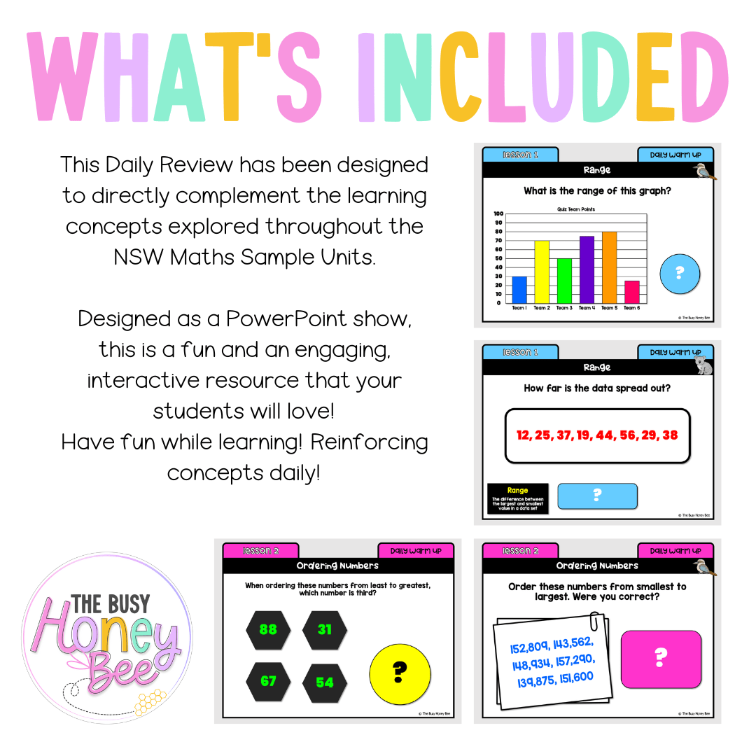 Multi Age 3-6 Year B Australian | NSW Math Daily Review | Warm-Up Unit 5 - Warm Up | Revision
