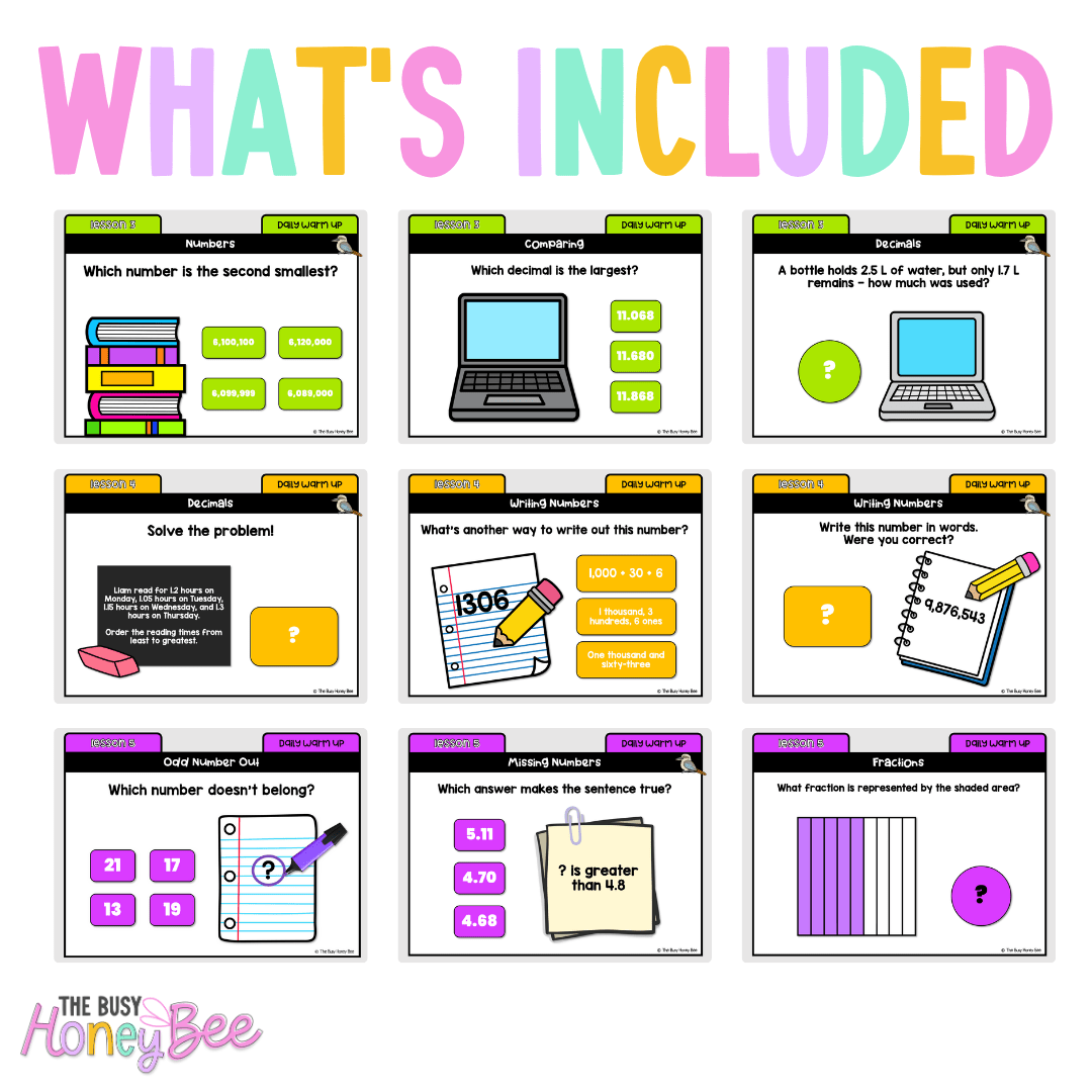 Multi Age 3-6 Year B Australian | NSW Math Daily Review | Warm-Up Unit 6 - Warm Up | Revision
