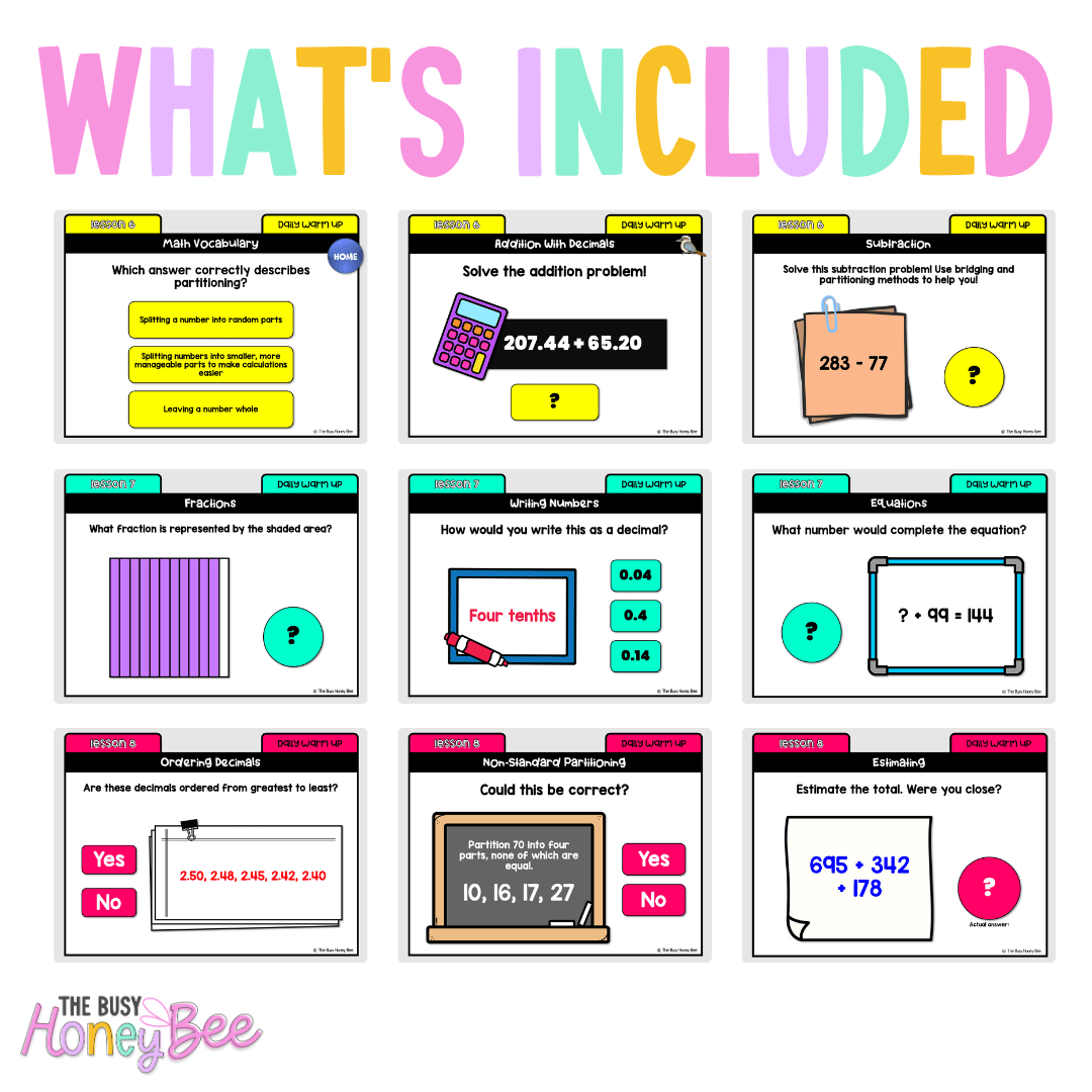 Multi Age 3-6 Year B Australian | NSW Math Daily Review | Warm-Up Unit 6 - Warm Up | Revision