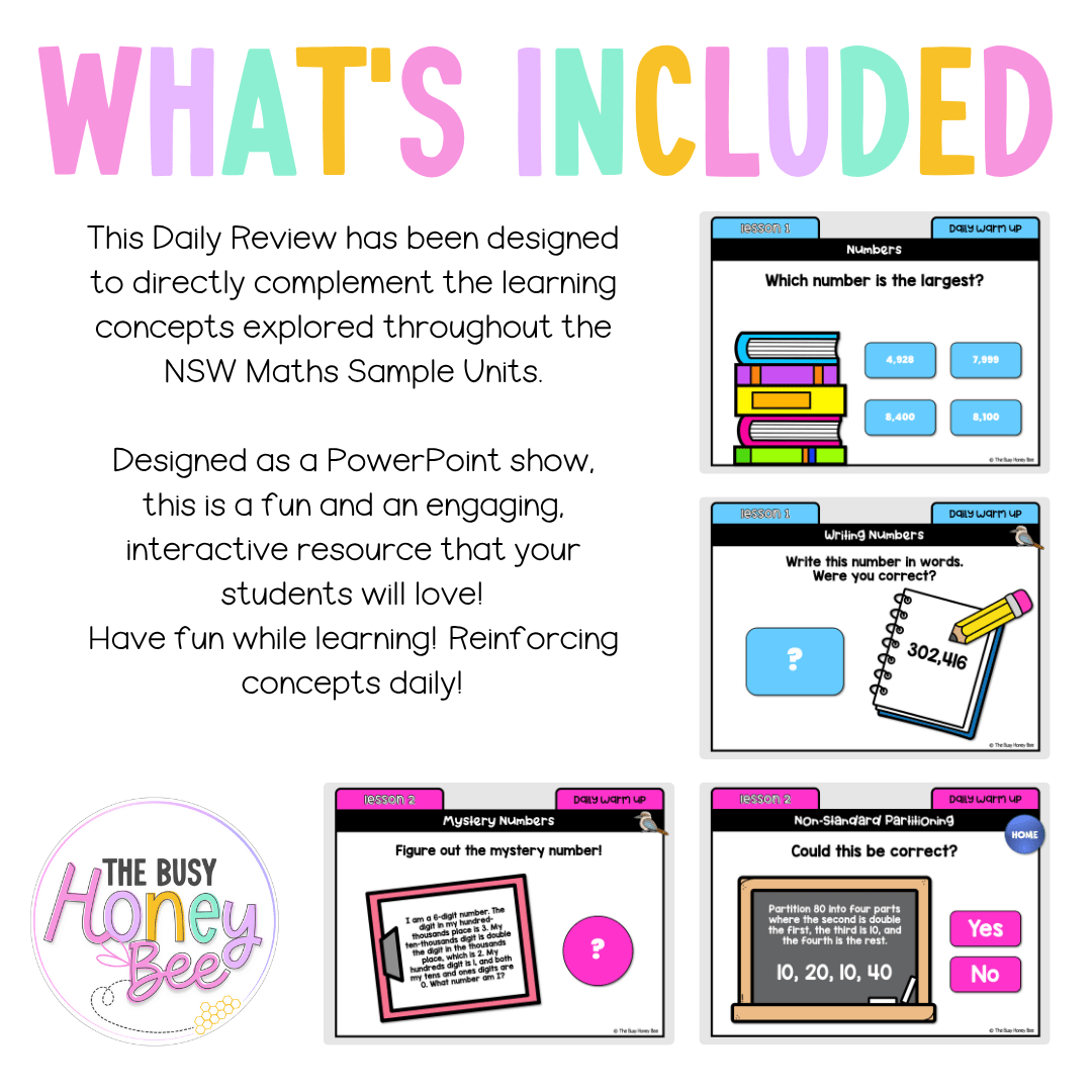 Multi Age 3-6 Year B Australian | NSW Math Daily Review | Warm-Up Unit 6 - Warm Up | Revision