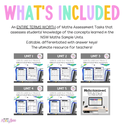 Multi Age 3-6 Year B Differentiated NSW Maths Assessment Term 1 Mega Bundle - Microsoft Word Document