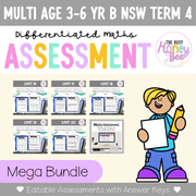 Multi Age 3-6 Year B Differentiated NSW Maths Assessment Term 4 Mega Bundle - Assessment
