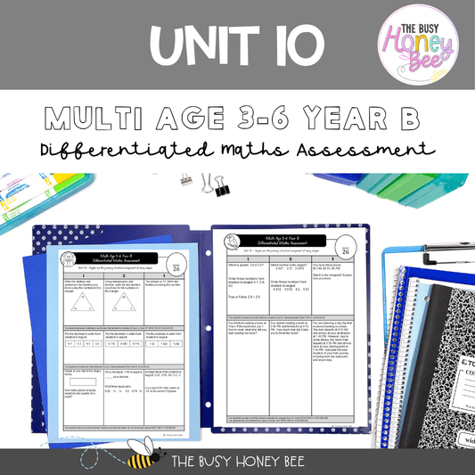 Multi Age 3-6 Year B Differentiated NSW Maths Assessment Unit 10 - Assessment