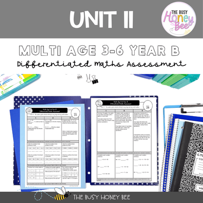 Multi Age 3-6 Year B Differentiated NSW Maths Assessment Unit 11 - Assessment
