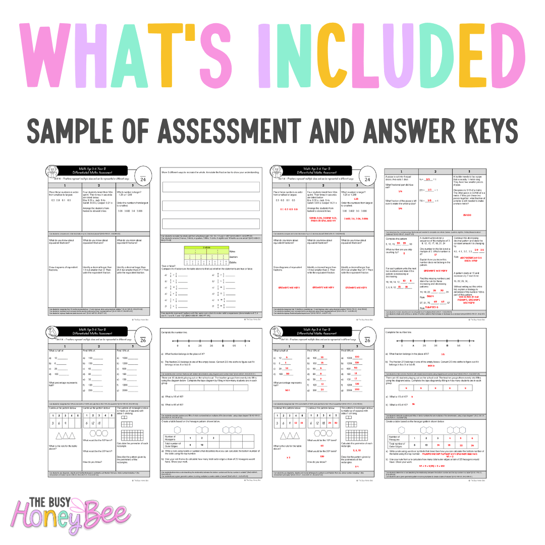 Multi Age 3-6 Year B Differentiated NSW Maths Assessment Unit 16 - Assessment