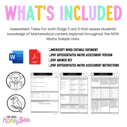 Multi Age 3-6 Year B Differentiated NSW Maths Assessment Unit 3 - Microsoft Word Document