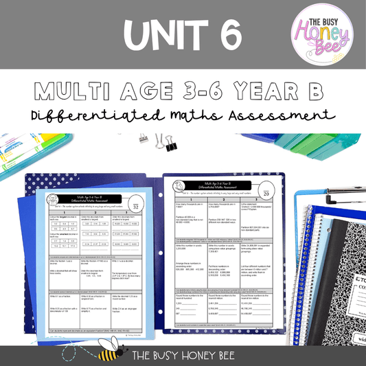 Multi Age 3-6 Year B Differentiated NSW Maths Assessment Unit 6 - Assessment