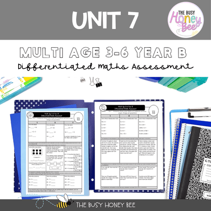 Multi Age 3-6 Year B Differentiated NSW Maths Assessment Unit 7 - Assessment