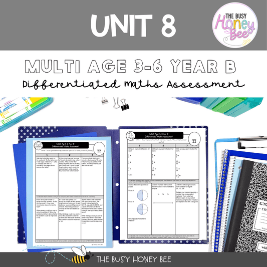 Multi Age 3-6 Year B Differentiated NSW Maths Assessment Unit 8 - Assessment