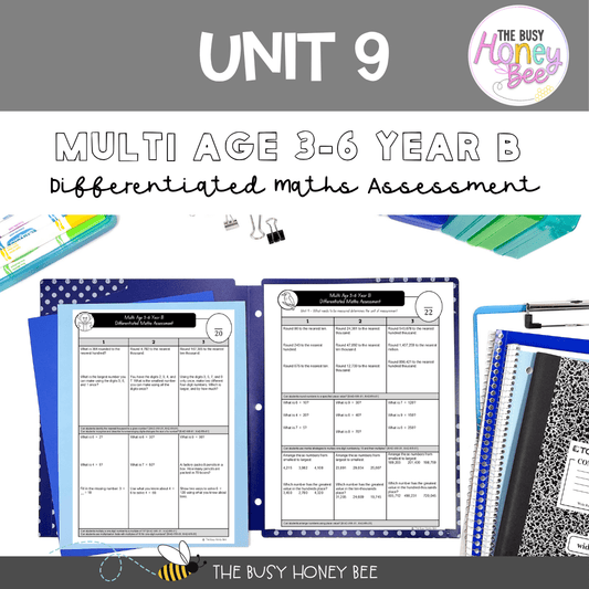 Multi Age 3-6 Year B Differentiated NSW Maths Assessment Unit 9 - Assessment
