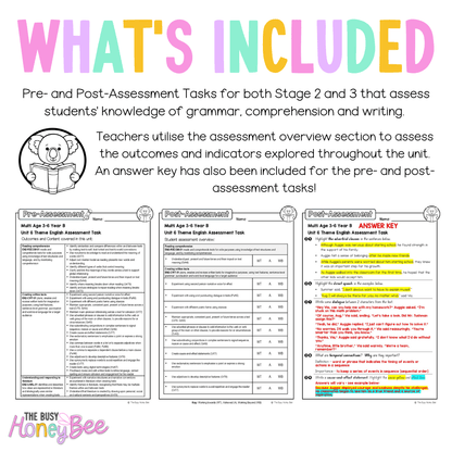 Multi Age 3-6 Year B English Pre- and Post-Assessment Unit 6 Theme - Assessment