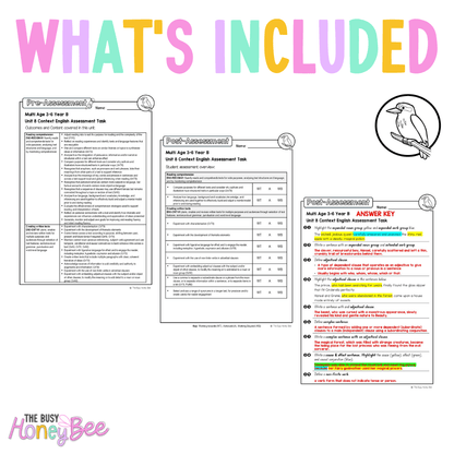 Multi Age 3-6 Year B English Pre- and Post-Assessment Unit 8 Context - Assessment