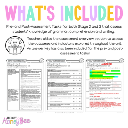 Multi Age 3-6 Year B English Pre- and Post-Assessment Unit 8 Context - Assessment