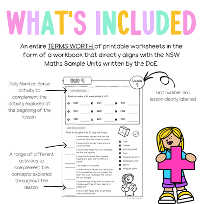 Multi Age 3-6 Year B NSW Maths Workbook Term 2 - Workbook | Worksheets
