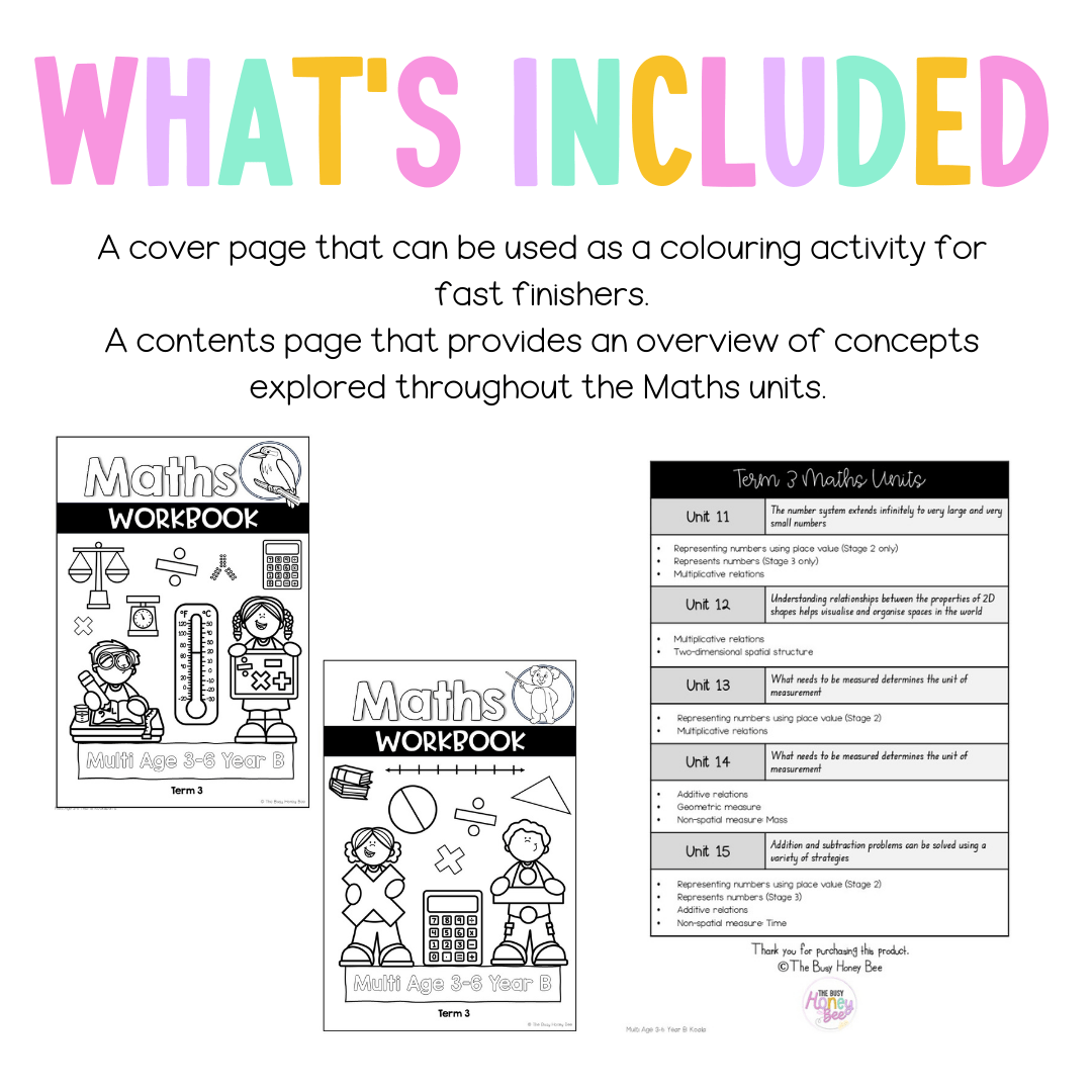 Multi Age 3-6 Year B NSW Maths Workbook Term 3 - Workbook | Worksheets