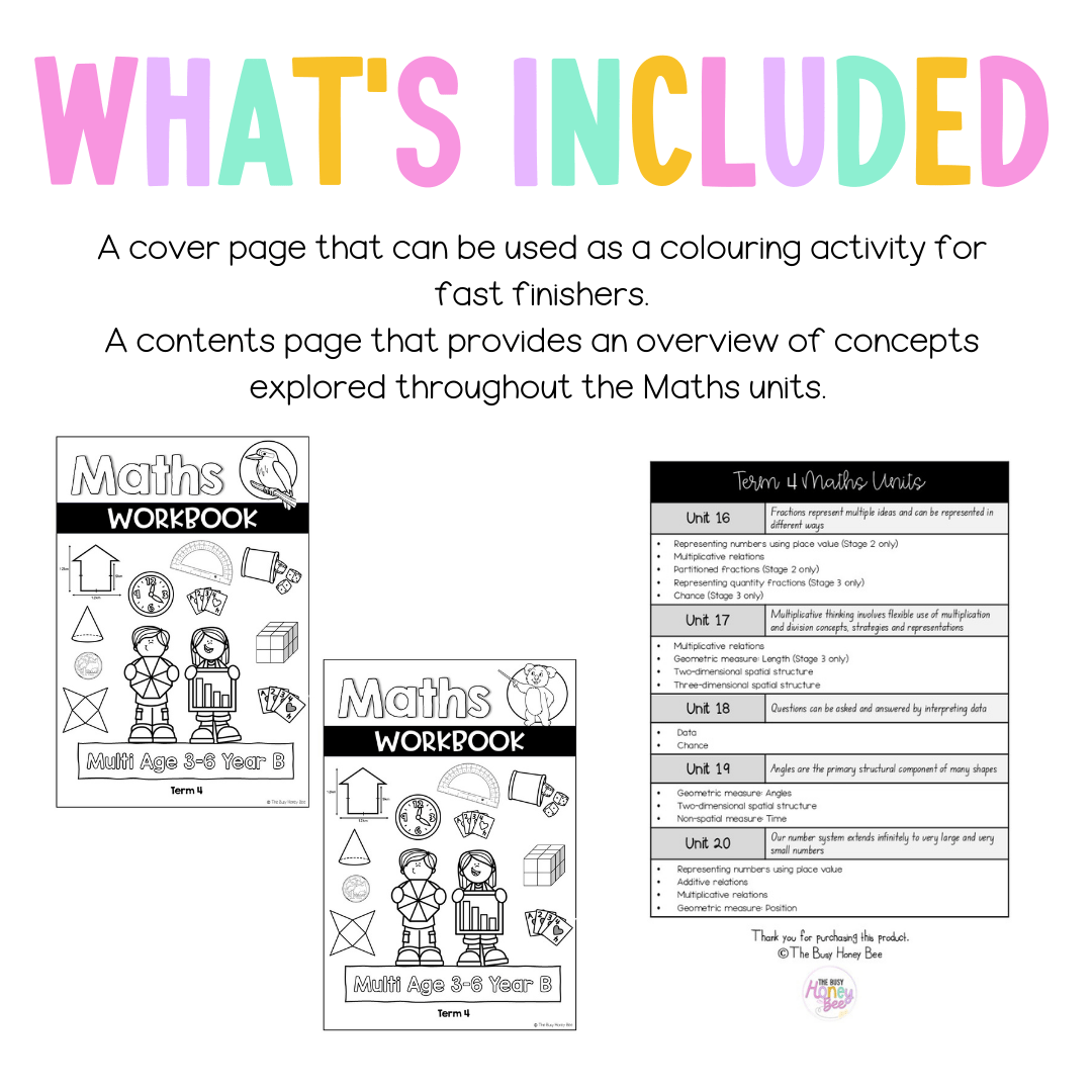 Multi Age 3-6 Year B NSW Maths Workbook Term 4 - Workbook | Worksheets