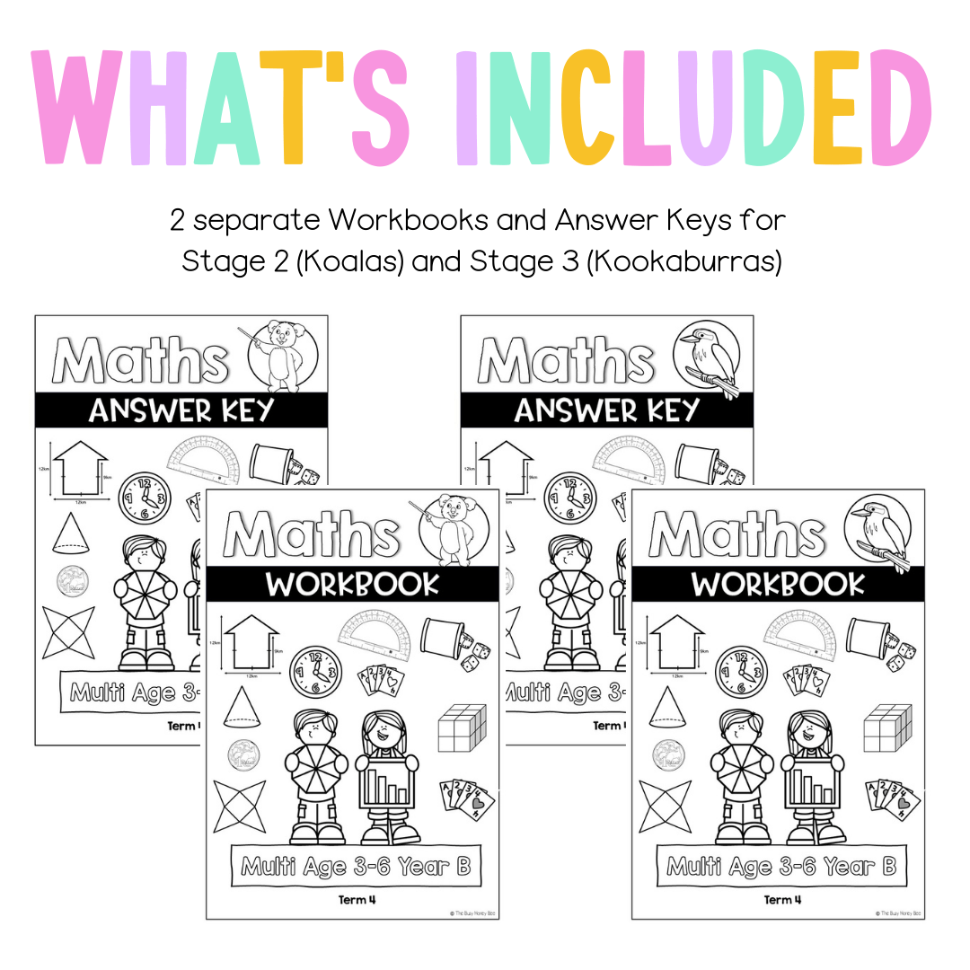 Multi Age 3-6 Year B NSW Maths Workbook Term 4 - Workbook | Worksheets