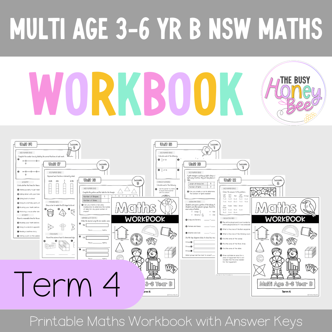 Multi Age 3-6 Year B NSW Maths Workbook Term 4 - Workbook | Worksheets