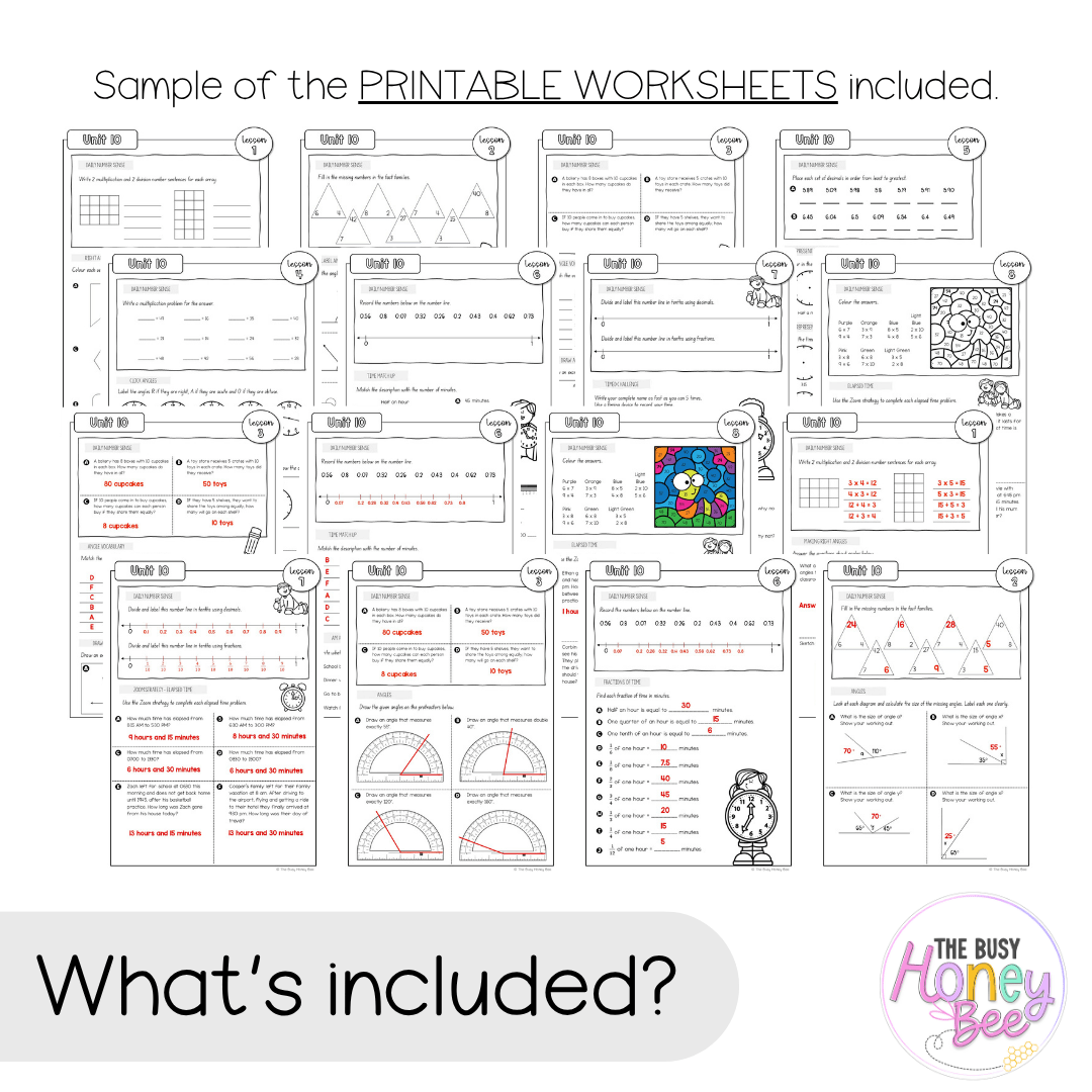 Multi Age 3-6 Year B NSW Maths Worksheets Unit 10 - Workbook | Worksheets