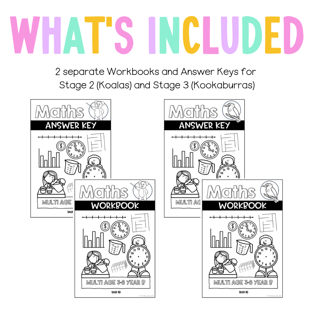 Multi Age 3-6 Year B NSW Maths Worksheets Unit 10 - Workbook | Worksheets