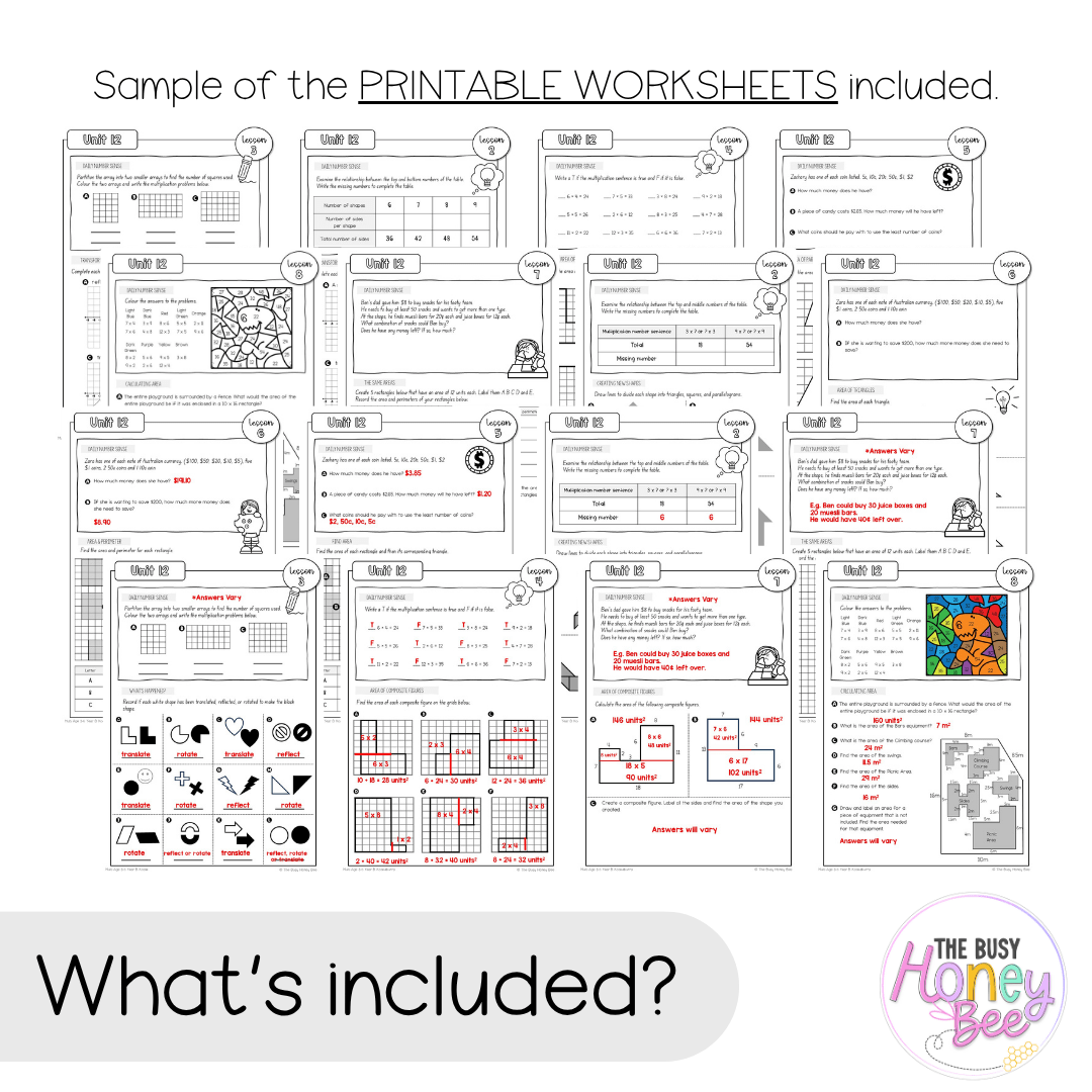 Multi Age 3-6 Year B NSW Maths Worksheets Unit 12 - Workbook | Worksheets