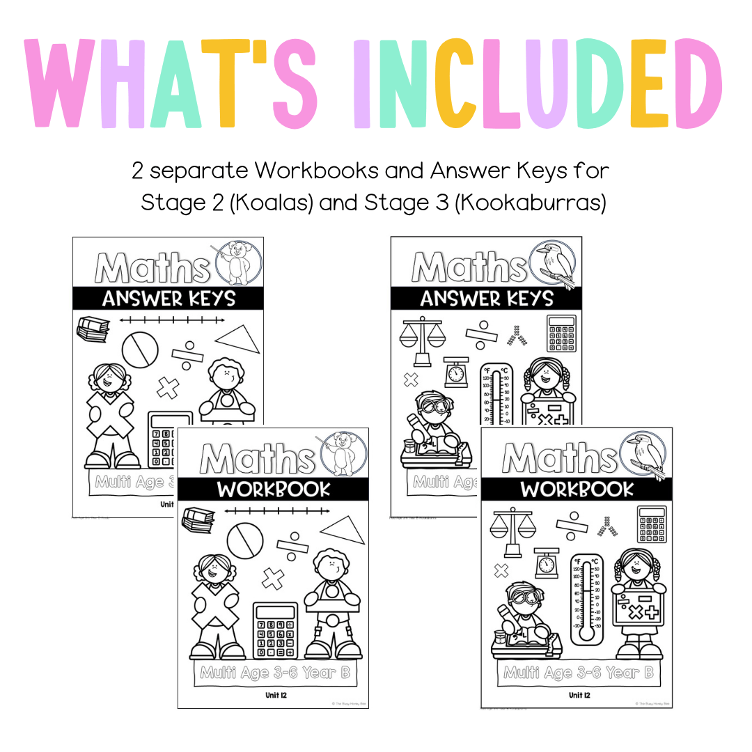 Multi Age 3-6 Year B NSW Maths Worksheets Unit 12 - Workbook | Worksheets
