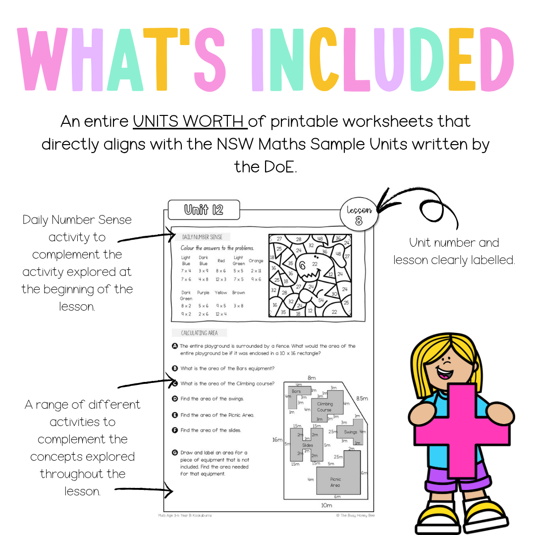 Multi Age 3-6 Year B NSW Maths Worksheets Unit 12 - Workbook | Worksheets