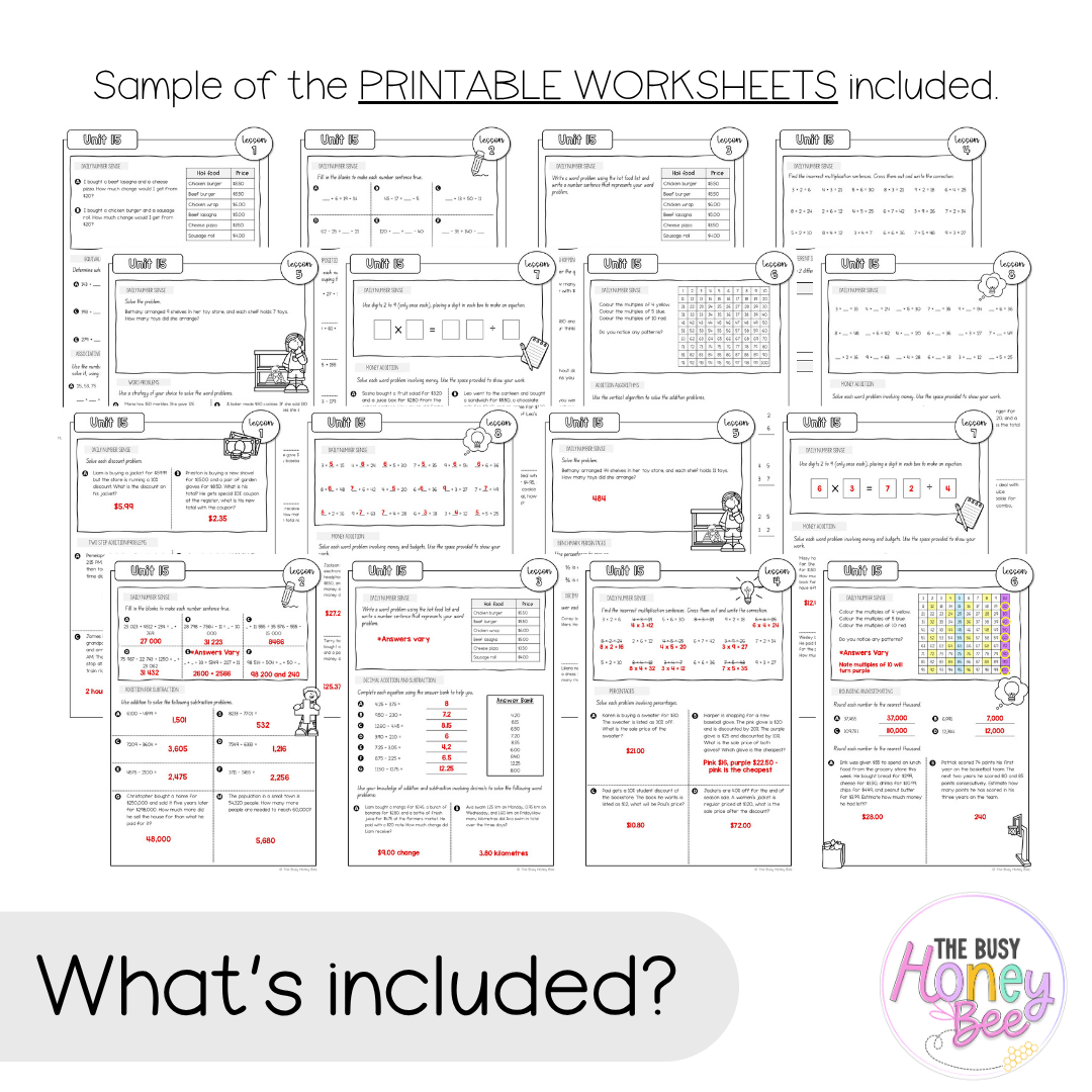 Multi Age 3-6 Year B NSW Maths Worksheets Unit 15 - Workbook | Worksheets
