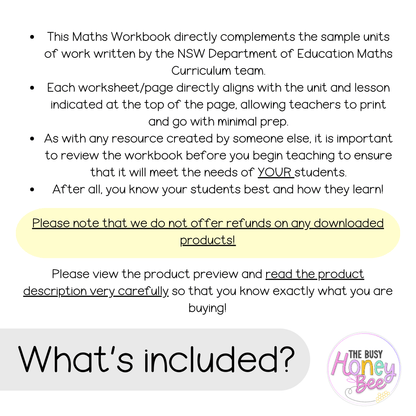 Multi Age 3-6 Year B NSW Maths Worksheets Unit 16 - Workbook | Worksheets