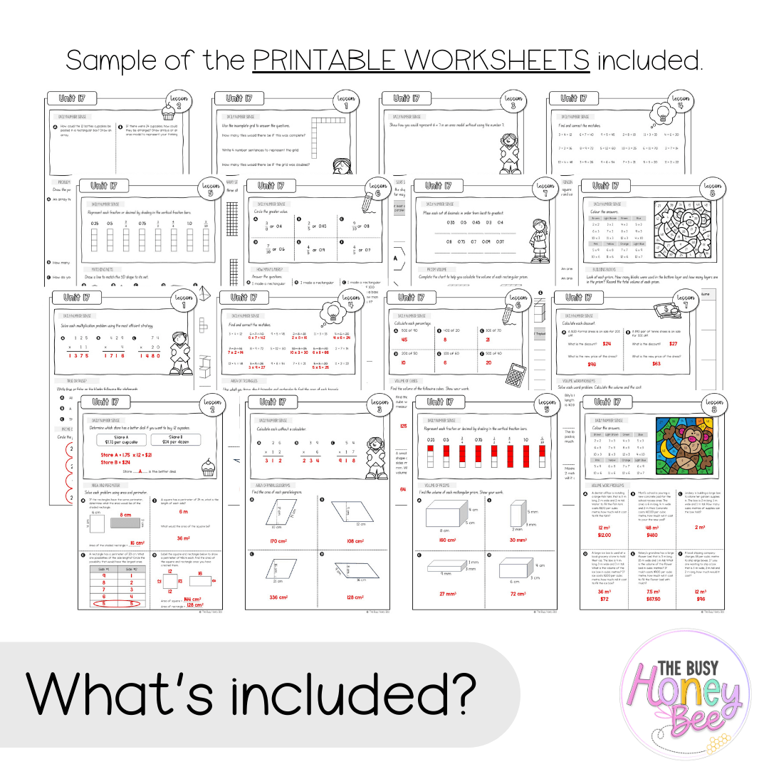 Multi Age 3-6 Year B NSW Maths Worksheets Unit 17 - Workbook | Worksheets